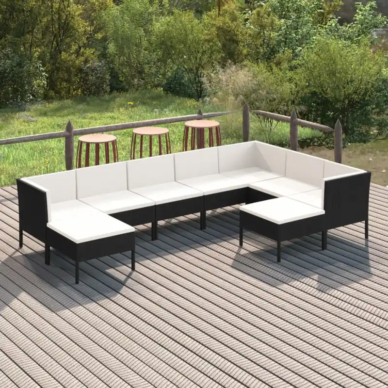 9-cz. zestaw wypoczynkowy do ogrodu, poduszki, czarny rattan pe Wybór klientów