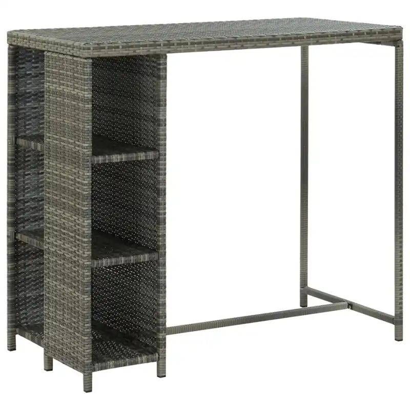 Zniżka Stolik barowy z półką, szary, 120x60x110 cm, polirattan