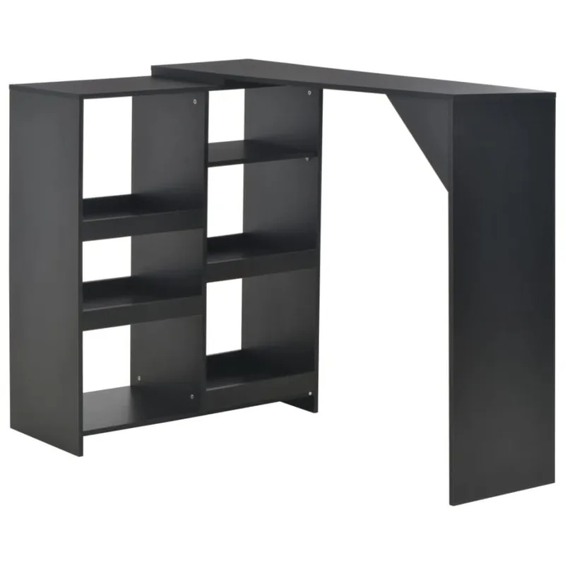 Stolik barowy z przestawnym regałem, czarny, 138 x 40 x 120 cm Oferta limitowana