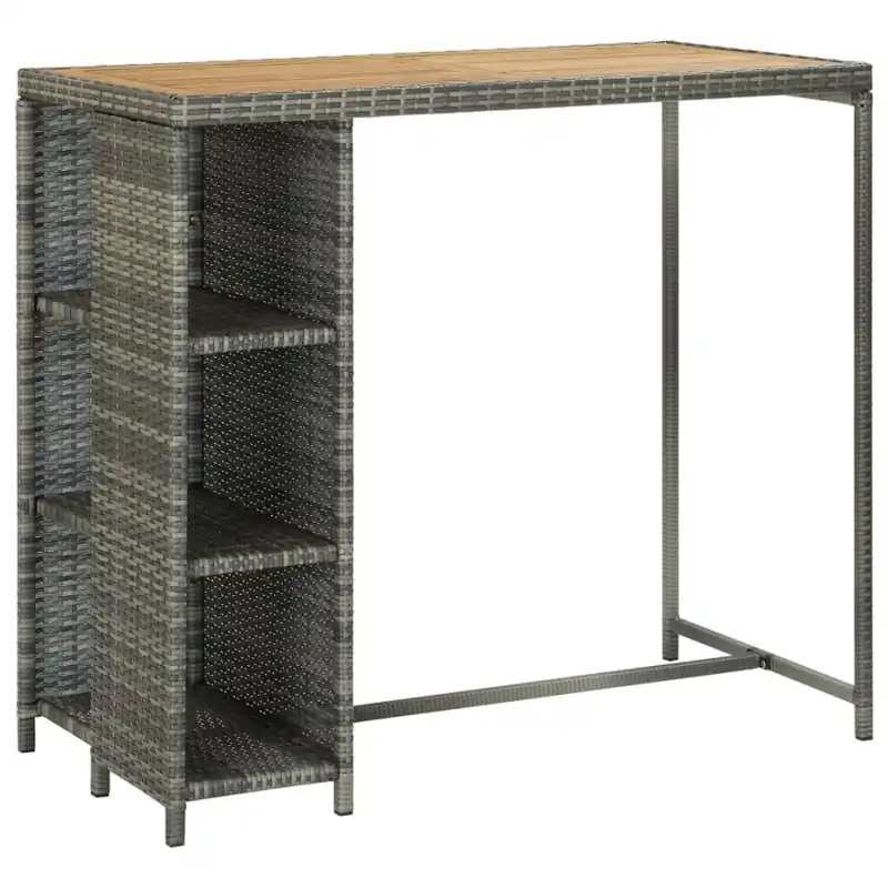 Oferta czasowa Stolik barowy z półką, szary, 120x60x110 cm, polirattan