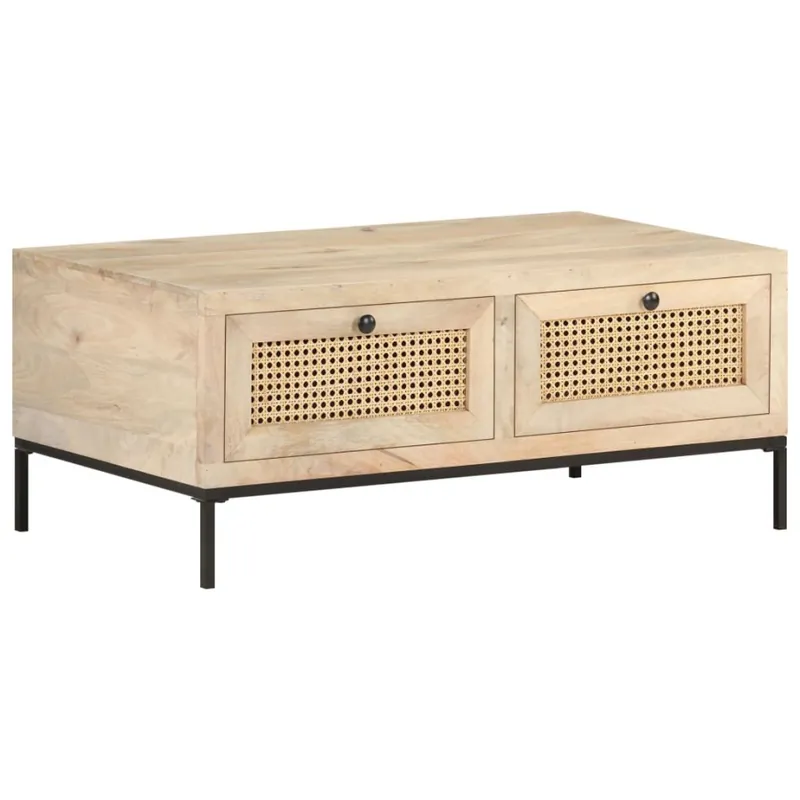 Nie przegap Stolik kawowy, 90x50x37 cm, drewno mango i naturalna trzcina