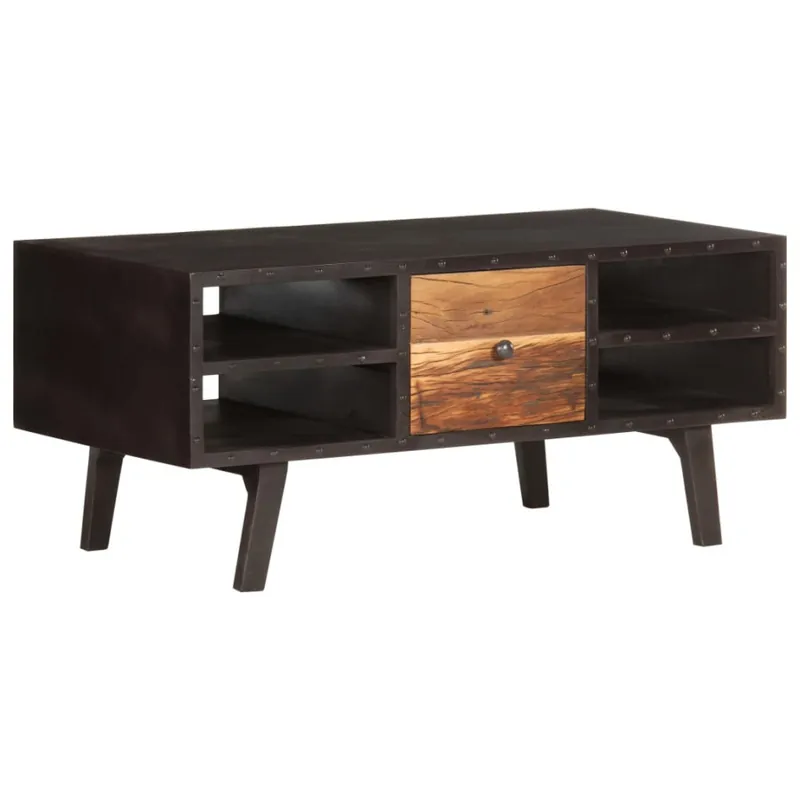 Stolik kawowy 100x50x45 cm lite drewno z odzysku Sprawdź teraz