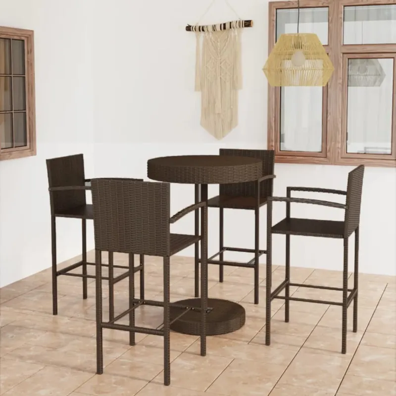 5-cz. zestaw mebli barowych do ogrodu, rattan pe, brązowy Rabat