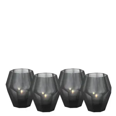 Łatwy zwrot Świeczniki Tealight Holder Okhto Set Of 4 Czarny Eichholtz