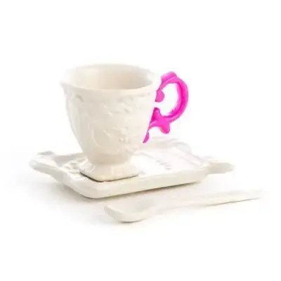 Nie przegap Filiżanka Do Kawy Ze Spodkiem I Łyżeczką I-Coffee Fuchsia Seletti