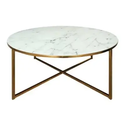 Stolik Kawowy Alisma Biały Złota Podstawa 80 Cm Actona Company Wyjątkowa oferta