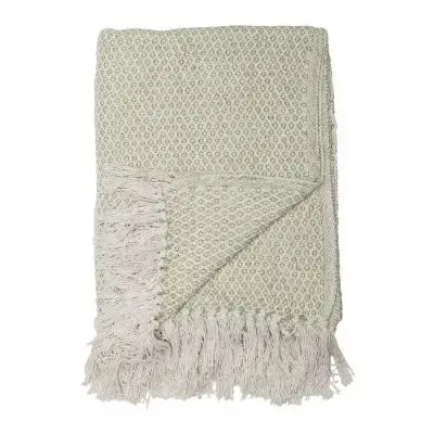 Pled Bawełniany Zielony 160X130 Cm Bloomingville Wyjątkowa oferta