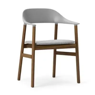 Popularny Krzesło Herit Z Podłokietnikami Ciemny Dąb Tapicerowane Szare Normann Copenhagen