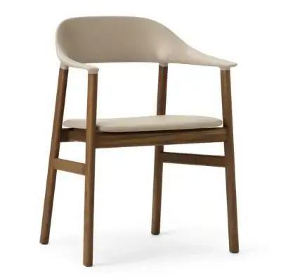 Krzesło Herit Z Podłokietnikami Ciemny Dąb Skórzane Piaskowe Normann Copenhagen Nowość