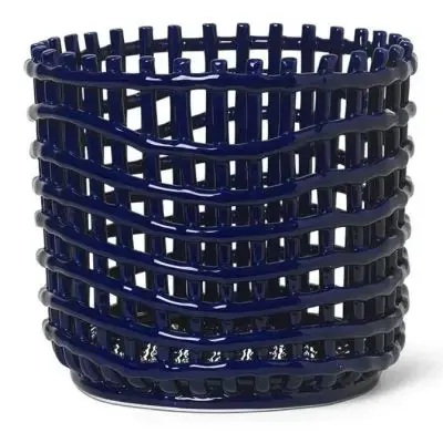 Darmowy zwrot Kosz Ceramiczny Duży Niebieski Ferm Living