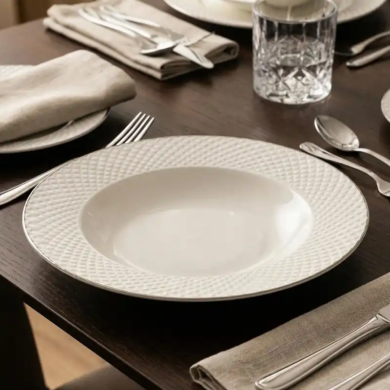 Popularny Talerz obiadowy głęboki FLORINA TIFFANY PLATINIUM 22 cm