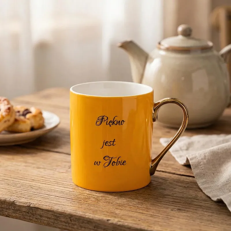 Bezpieczne zakupy Kubek porcelanowy ALTOM DESIGN SENTENCJA 300 ml żółty