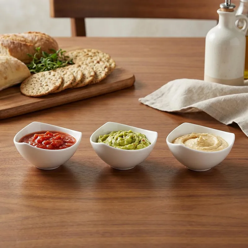 AMBITION SALSA BIAŁE 80 ml 3 szt. - miseczki do dipów porcelanowe Ograniczona ilość