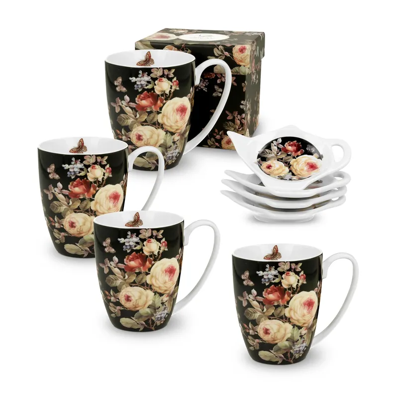 Kubki porcelanowe z podkładkami DUO WARDA 380 ml 4 szt. Bezpieczne zakupy