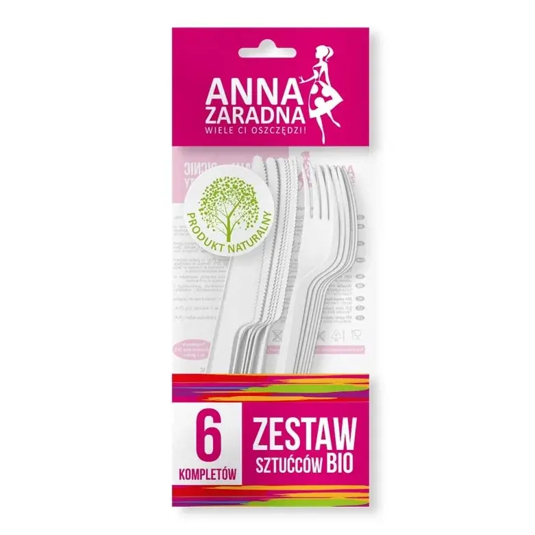 Sztućce jednorazowe biodegradowalne ANNA ZARADNA (12 el.) Dostępne od ręki