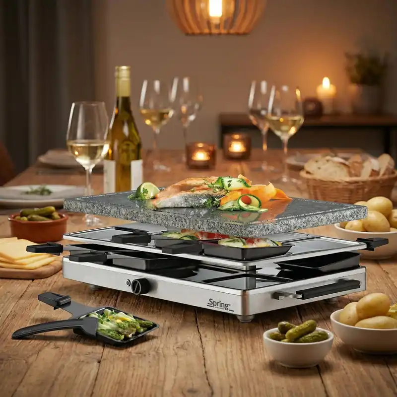 Do wyczerpania zapasów SPRING Raclette Classic 1200 W - grill elektryczny stołowy granitowy z akcesoriami
