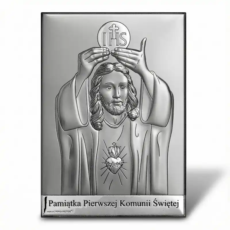 Wybór klientów Obrazek Pamiątka Pierwszej Komunii Świętej BELTRAMI 7 x 11 cm srebrny