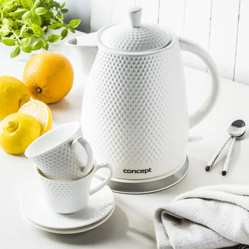 Czajnik elektryczny ceramiczny z dwiema filiżankami CONCEPT BIAŁY 1,5 l Tylko dziś