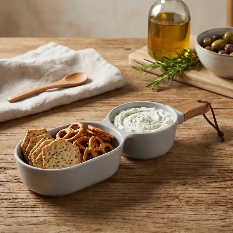 Oferta LADELLE Classic Serve Stick szara - miseczka do dipów i na przekąski porcelanowa