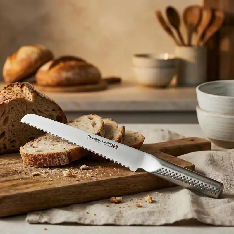 GLOBAL Ukon 22 cm - japoński nóż do chleba i pieczywa ze stali nierdzewnej Oferta czasowa