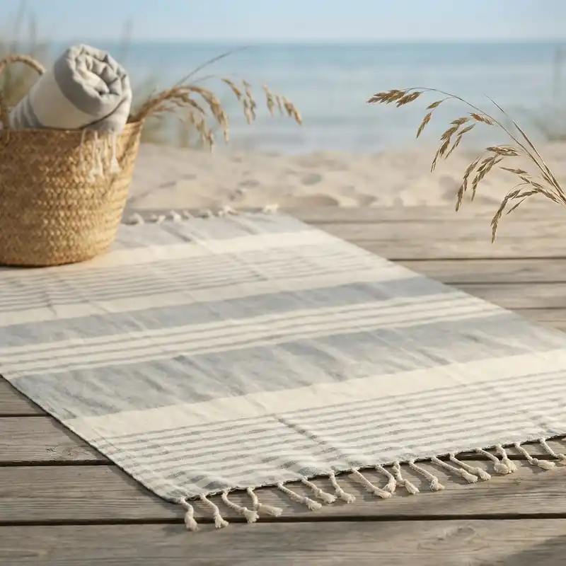 Hit sprzedaży SAGAFORM Outdoor Ella Hamam 250 x 145 cm - ręcznik plażowy szybkoschnący z bawełny organicznej