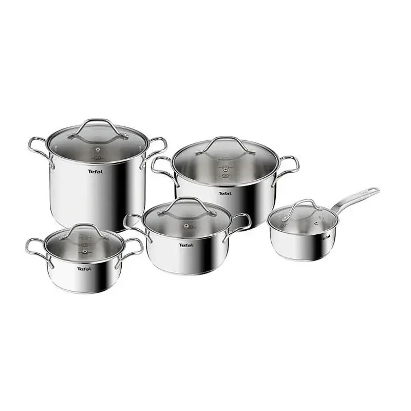 Popularny TEFAL Intuition - zestaw 5 garnków ze stali nierdzewnej z pokrywkami