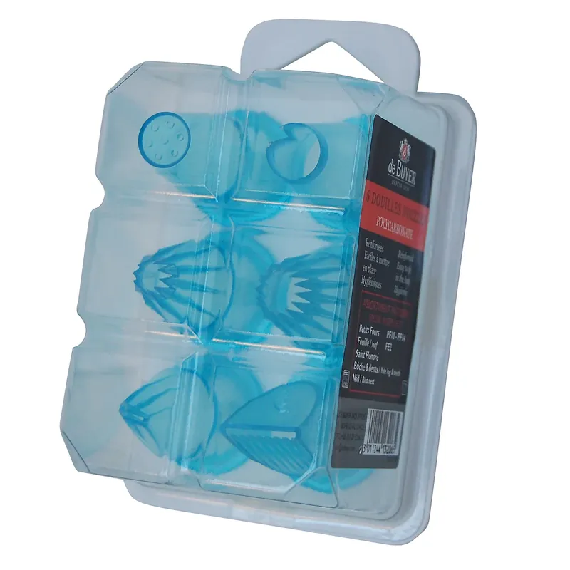DE BUYER Douilles 6 szt. niebieskie - tylki cukiernicze do dekoracji ciast i deserów plastikowe Oferta czasowa
