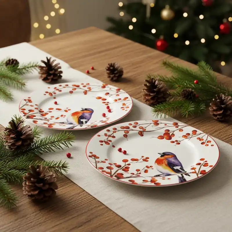 Kup online Talerze świąteczne deserowe porcelanowe DUO CHRISTMAS BIRDS 19 cm 2 szt.