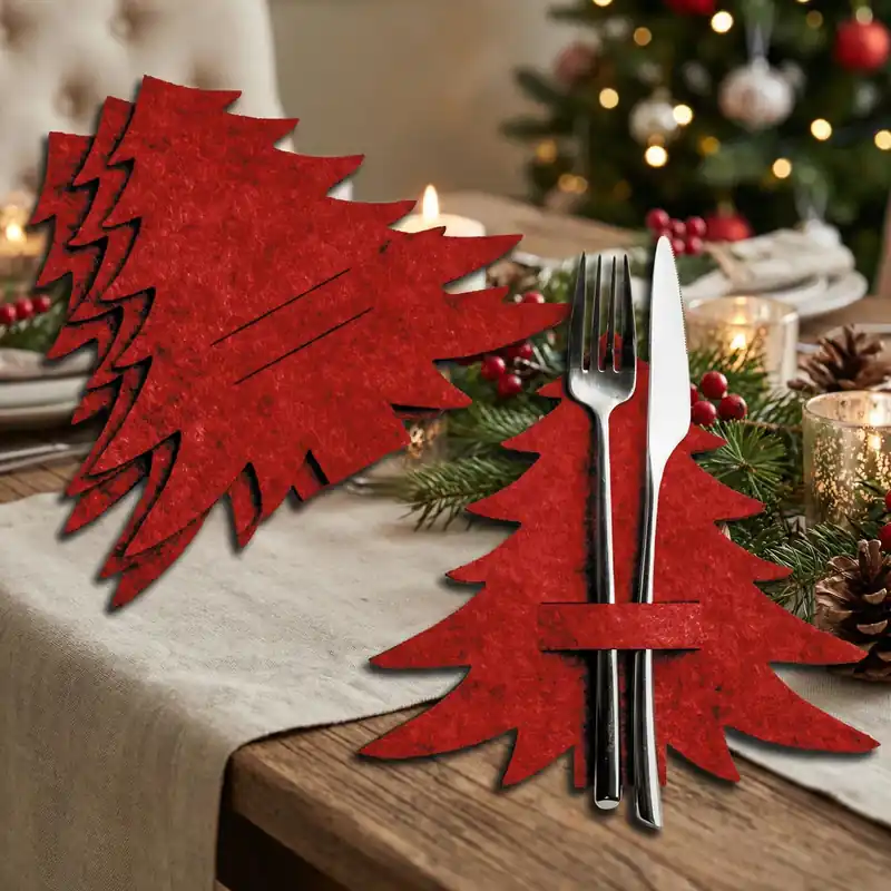 Oferta Kieszonki na sztućce filcowe CHOINKA CZERWONE 4 szt.
