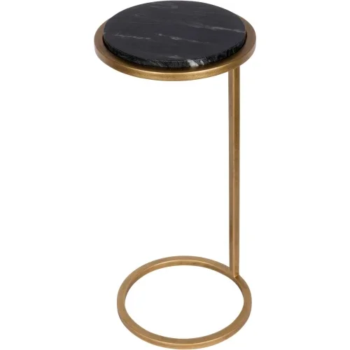Wysoka jakość Stolik marmurowy Belgrave Black 59 cm - czarny marmur i złota podstawa