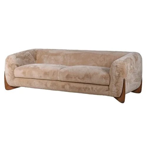 Sofa Lyall Faux 225 cm syntetyczna skóra owcza kanapa trzyosobowa Hit sprzedaży