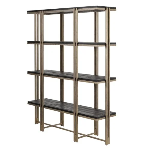 Najlepsza cena Regał Knightsbridge 160 cm drewno mango rama metalowa antyczne złoto