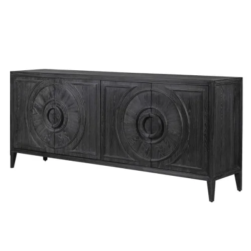 Drewniana komoda kredens Black Oracle 210 cm czarna komoda czterodrzwiowa Dodaj do koszyka