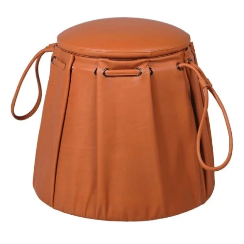 Brązowy puf skórzany Bag 52 cm ręcznie wykończony - puf ze schowkiem Promocja