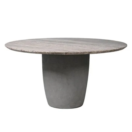 Okrągły stół do jadalni Travertine Grey 150 cm stół na jednej nodze cement trawertyn Obniżka ceny