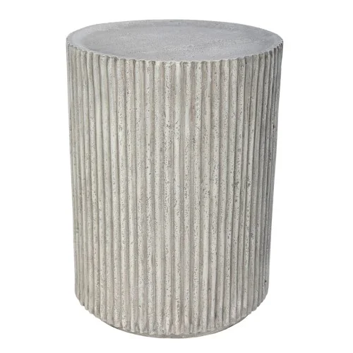 Cena promocyjna Okrągły stolik pomocniczy Stone 57 cm kompozyt kamienny ryflowana podstawa