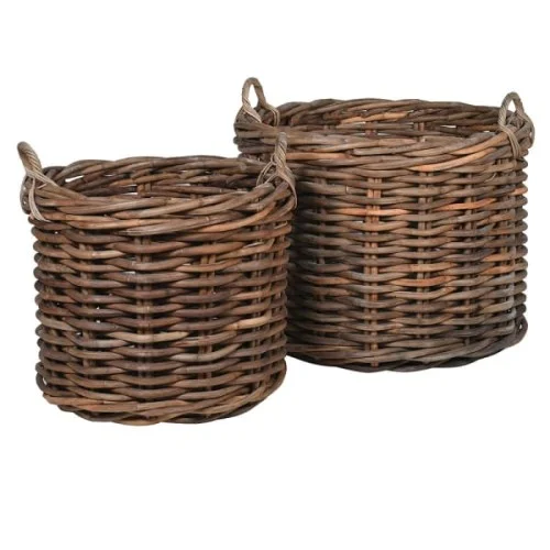 Nie przegap Dwa duże kosze rattanowe Rattan Rustic 85 i 65 cm średnicy - kosze do przechowywania