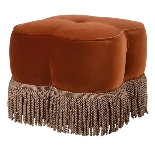 Stołek puf Claridge Orange 55 cm velvet ozdobne frędzle Wyjątkowa oferta