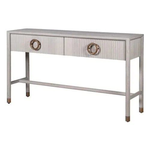 Konsola drewniana White Belgravia 150 cm jasny dąb elegancka konsola do salonu Sprawdź teraz