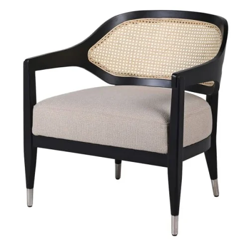 Fotel do salonu Chelsea Black 73 cm rattan plecionka wiedeńska Tani