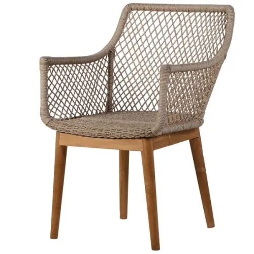 Tylko do końca tygodnia Krzesło jadalniane Cube Rattan 84 cm drewno tekowe syntetyczny rattan