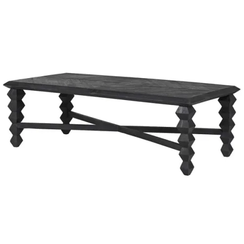Stolik kawowy Geo Black 144x66,5 cm czarny drewniany stolik do salonu Promocja