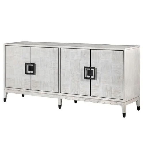 Komoda bufet Light Oak 193 cm jasny dąb fornir czterodrzwiowy bufet Ekspresowa dostawa