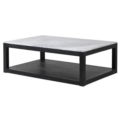 Sprawdź teraz Stolik kawowy Sloane Marble 120x80 cm biały blat marmur czarna podstawa dąb