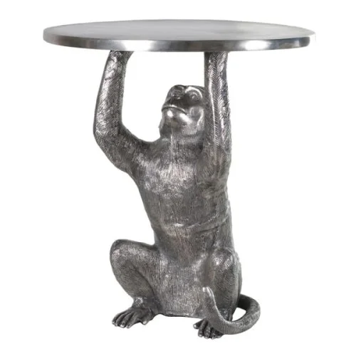 Stolik Monkey Silver designerski srebrny stolik boczny aluminium małpa Wyprzedaż
