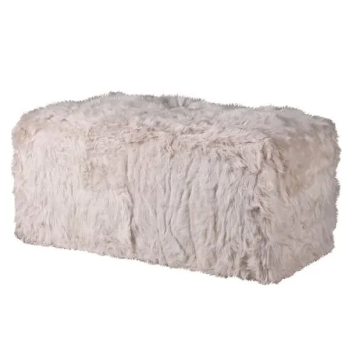 Duży puf ławka Lyall Elegant 110 cm owcza skóra krem Nowy