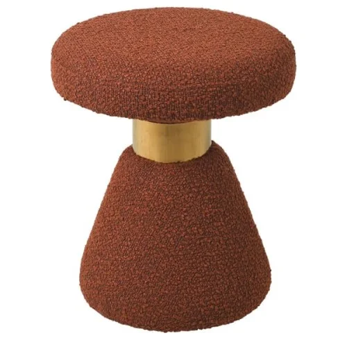 Tani Stołek Cloud Rust 48 cm pomarańczowa tkanina boucle dekoracyjne siedziskopuf