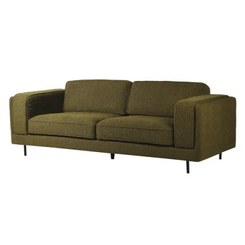 Dodaj do koszyka Sofa Simple Green Boucle 225 cm szerokości trzyosobowa bukla czarne nóżki