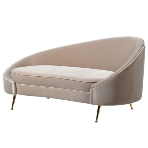 Szezlong Olive Mink 165x80 cm szare obicie velvet złote nogi stalowe Hit sprzedaży