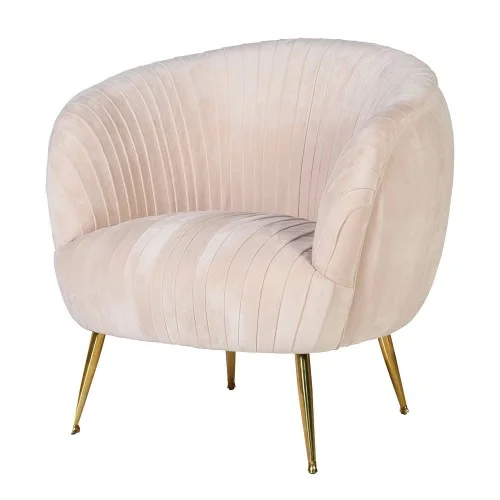 Fotel Boscobel Pink jasny róż aksamit złote stalowe nóżki Oferta limitowana